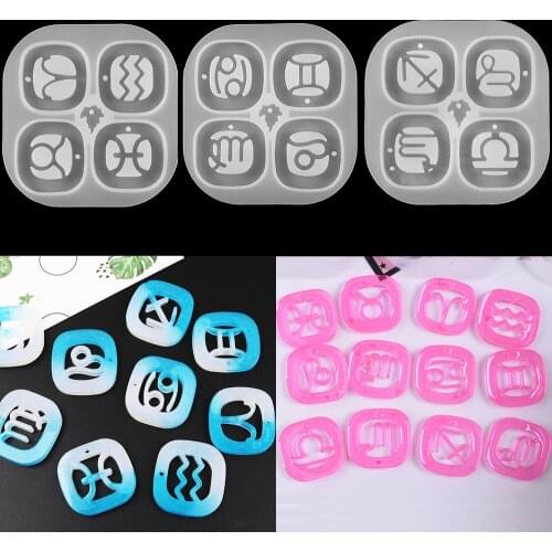 12 Constellation Crystal Epoxy Resin Mold For Craft Pendant Necklace Epoxy Resin Mold DIY Jewelry Making Findings Accessories