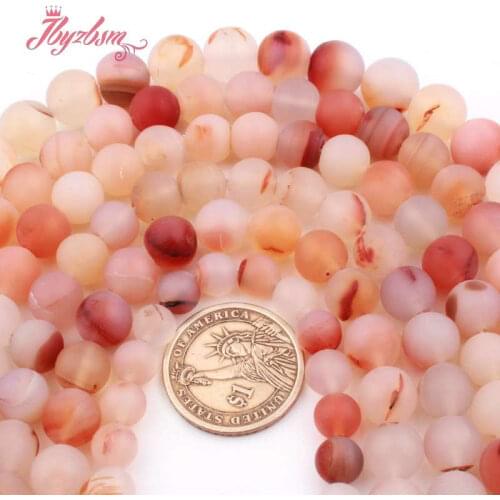 8,10,12mm Round Bead Frost Matte Pink Ice Agates Natural Stone Beads For Necklace Bracelet Jewelry Making Spacer Strand 15"