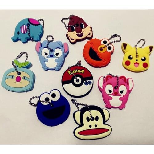 2 Pcs Household Key Chain Cartoon Girls Theft Proof Door Key Cover Couples Key Pendant Access Control Card Cover Drop Type