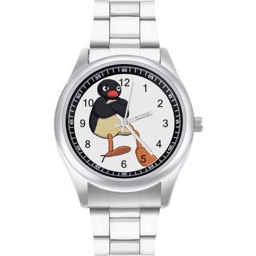 Pingu Quartz Watch Aesthetic Couple Wrist Watch Photo Steel Outdoor Analog Wristwatch