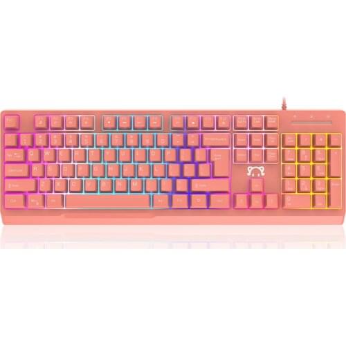 Girly Pink Mechanical Gaming Keyboard 104 Keys USB Wired Gamer Keyboard RGB Backlight Mechanical Keyboard for PC Laptop Computer