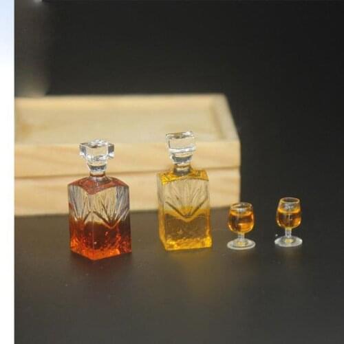 1/6 Scale Dollhouse Miniature Wine Bottle Cups Mini Simulation Drinks Pretend Food for Blyth Barbies BJD Doll House Kitchen Play