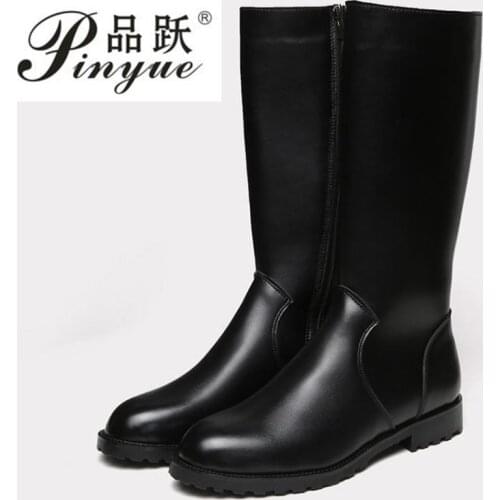 Boots Men British Military Army Honour Guard Motorcycle Riding Equestrian Mens Boots Knee High Casual Zipper Cowboy