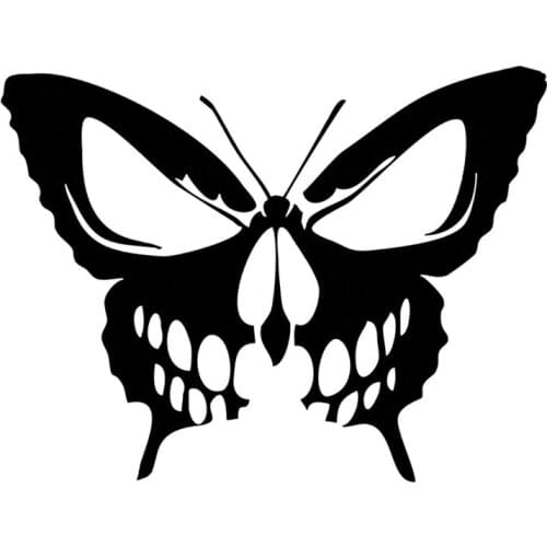 LLY-1375 Butterfly Skull Horror Rock Car Sticker PVC Auto Window Decoration Fashion Waterproof Sunscreen Self-adhesive Decal