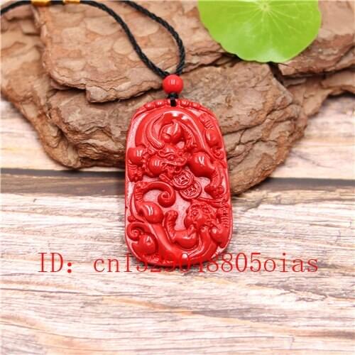 Tiger Pendant Necklace Chinese Natural Red Organic Cinnabar Buddhism Pixiu Amulet Charm Jewellery Fashion Woman Gifts