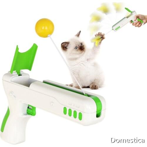 Rebound Cat Stick Toy Feather Kitten Ball Fighting Cat Funny Stick Rod Feather&Ball Original Cat Stick Gun For Kittens Puppies