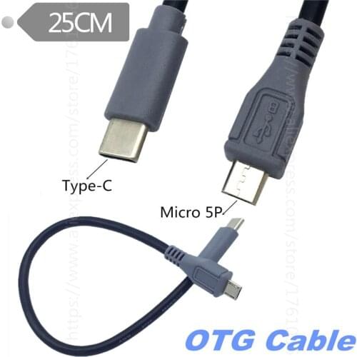 USB Type C 3.1 Male To Micro USB 5 Pin B Male Plug Converter OTG Adapter Lead Data Cable for Mobile Macbook 25cm / 1m 3ft