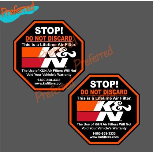 Personality 2 PCS K&N Filters Warning Decal Motocross Racing Laptop Helmet Trunk Wall Vinyl Car Sticker Die Cutting