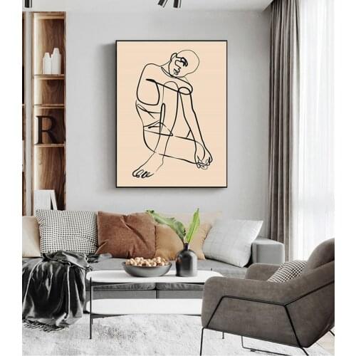 Scandinavian Wall Art Poster Minimalist Boho Home Decor Woman Body Fine Line Print Abstract Art Drawing Picture Canvas Painting