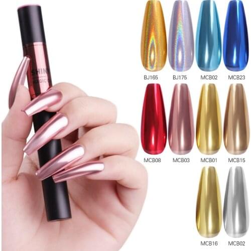 Nail Powder Cushion Pen Jelly Nail Art Glitter Mirror Laser Effect 16 Colors Nails Holographics Chrome Powder