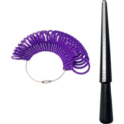Sizes Ring with Mandrel Stick Plastic Jewelry Measuring Scales Kit Tools for Men & Women Measuring Rings Diameter