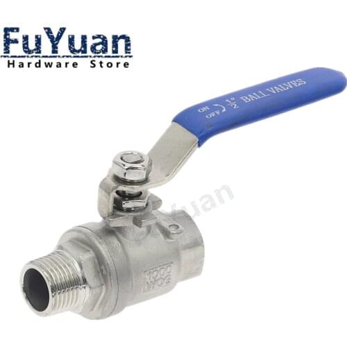 304 Stainless steel ball valve 1/4'' 3/8'' 1/2'' 3/4'' Female Male Thread Valve Connector Joint Pipe Fitting Coupler Adapter