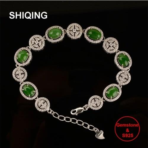 SHIQING Nature Jasper 925 sterling silver classical bracelet for engagement