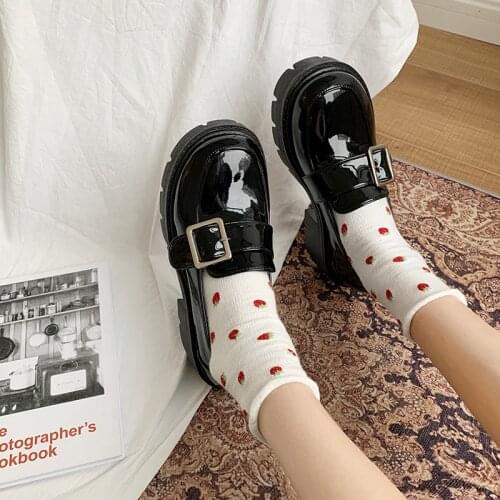 Lolita Shoes Patent Leather Mary Janes Shoes 2021 New Women Platform Shoes Buckle Girls Thick Sole Ladies Harajuku Shoes women