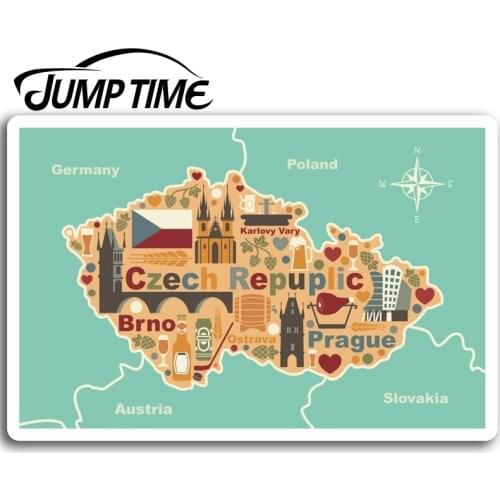 Jump Time for Czech Republic Map Vinyl Stickers Brno Sticker Laptop Luggage Car Decal Window Wiper Trunk Car Styling