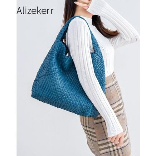 Large Capacity Woven Tote Bag Women 2020 New Korean Top Quality Luxury Brand Soft Purse And Handbag Ladies Casual Shoulder Bag
