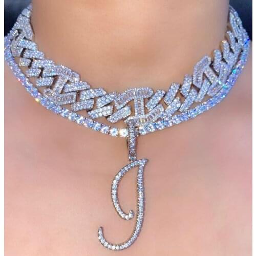 15" 16" 15mm 5A CZ cuban link chain choker necklace iced out bling hip hop big chunky women cuban necklaces