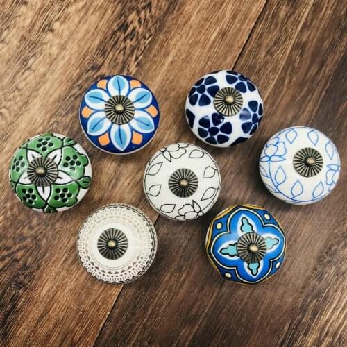 1pcs Top Grade Rural Furniture Handle 40mm Painted Ceramic Drawer Cabinet Handle Knob Cabinet Kitchen Hardware Handle