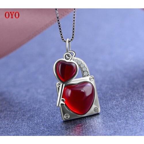 100% s925 silver necklace pendant key heart lock elegant temperament wild super fairy fashion girl jewelry