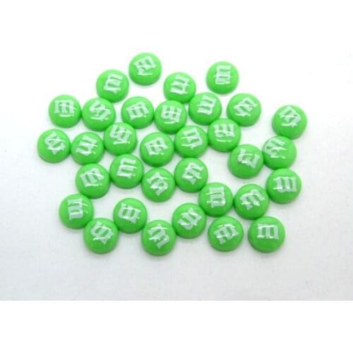 100Pcs Resin Light Green Letter M Decoration Crafts Flatback Cabochon Scrapbooking Fit Hair Clips Embellishments Beads Diy