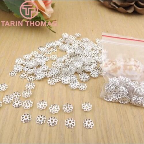 20g,about 600PCS 7MM Silver Iron Bead Caps with Pattern Diy Jewelry Findings Jewelry Accessories wholesale