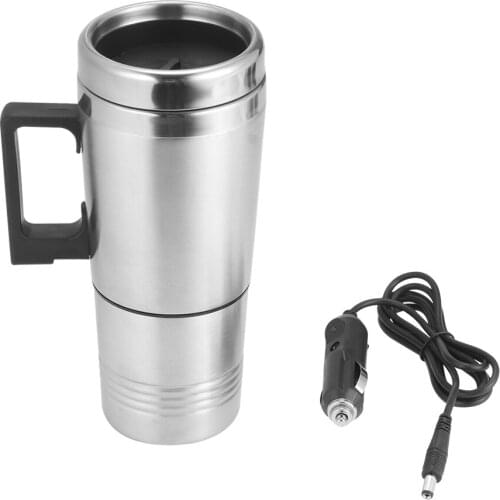 AOZBZ 450ML Stainless Steel Cup Kettle Travel Coffee Mug Portable Electric Car Water Keep Warmer Kettle + Cigar Lighter Cable
