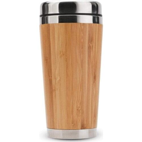 Bamboo Coffee Cup Stainless Steel Coffee Travel Mug With Leak-Proof Cover Insulated Coffee Accompanying Cup Reusable Cup