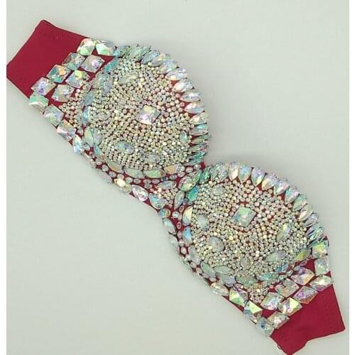 Bar Stage Rhinestones Bar Shiny Crystals Stones Bikini Women DJ Pole Dancing Costume Nightclub Sexy Performance Wear