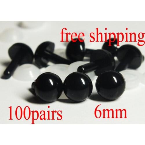Free Shipping!! 6mm black Safety eyes amigurumi eyes doll eyes/ Needle felting doll plastic eyes---100pairs
