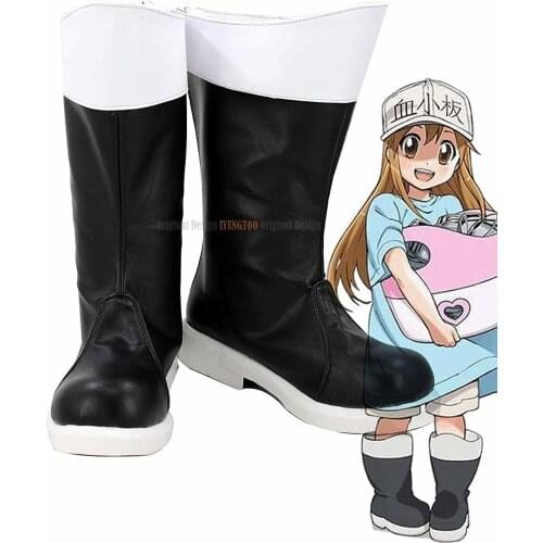 Platelet Shoes Cosplay Anime Cells at Work Blood Platelet Cosplay Boots Black Shoes Custom Made Unisex