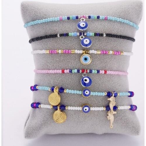 Lucky Blue Turkish Evil Eye Pendant Bracelet Charm for Women Men Couple Pearl Beaded Bracelets Handmade Friendship Jewelry Gift