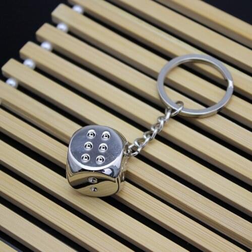 20pcs/lot Wholesale Creative Metal Dice Keyfob Keyring Keychain Men Women Key Holder Key Cover Auto Keyring Gifts Accessories