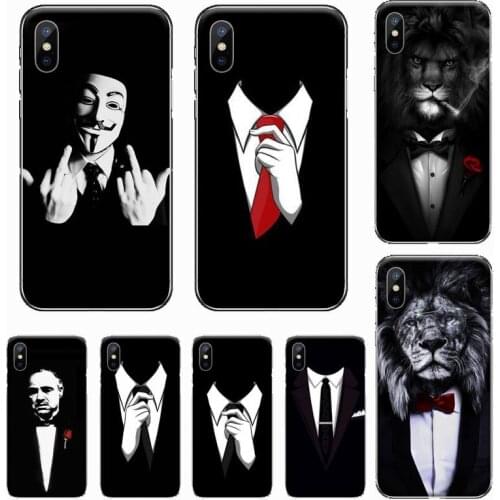 Man Suit shirt lion tie lion red Phone Case For iphone 12 5 5s 5c se 6 6s 7 8 plus x xs xr 11 pro max mini