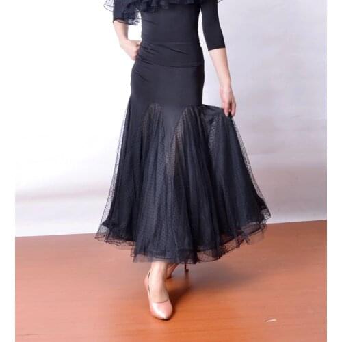 Ballroom dance Modern dance two layers mesh big flare hem package hip skirt S12028