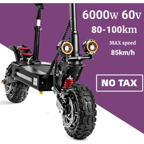 Electric Scooter 6000 W Adults 11 Inch Fat Tire Foldable Cross Country High Speed Dual Drive Motor E Scooter