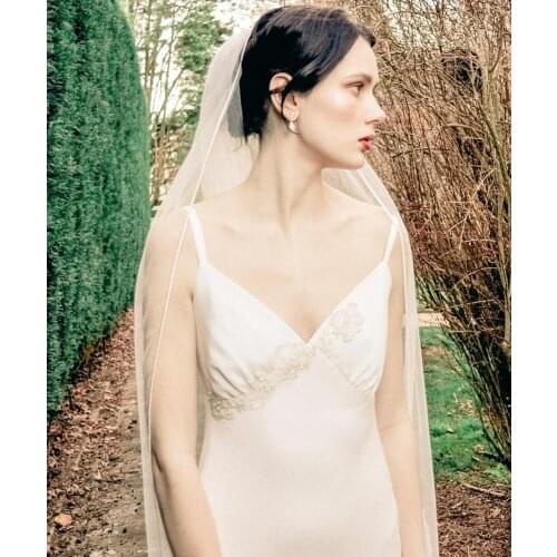 TOPQUEEN V14 Wedding Veils with Comb Simple Bridal Veil Pencil Edge Multi-size Brides 2021 Veil Wedding for Bride White Ivory