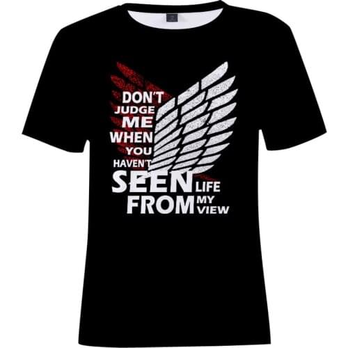 Anime Attack On Titan T Shirt Fashionable Design Summer Men Black Short-Sleeved Ms Anime Tee Shirt Fashion Harajuku Kids T-shirt