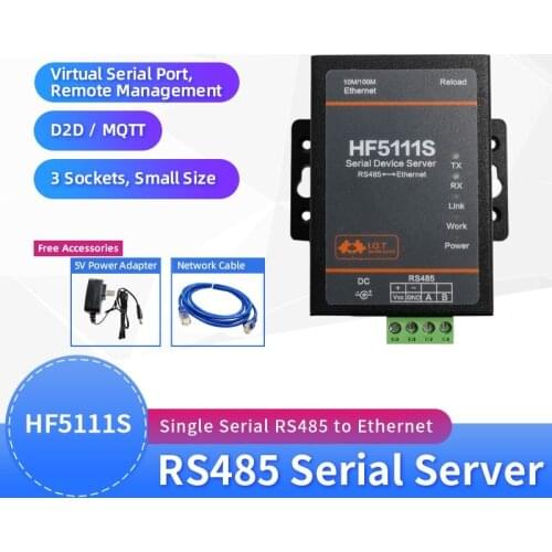 HF5111S Small Size RJ45 RS458 Serial To Ethernet Freertos RTOS Serial Port Transmission Converter Serial Server