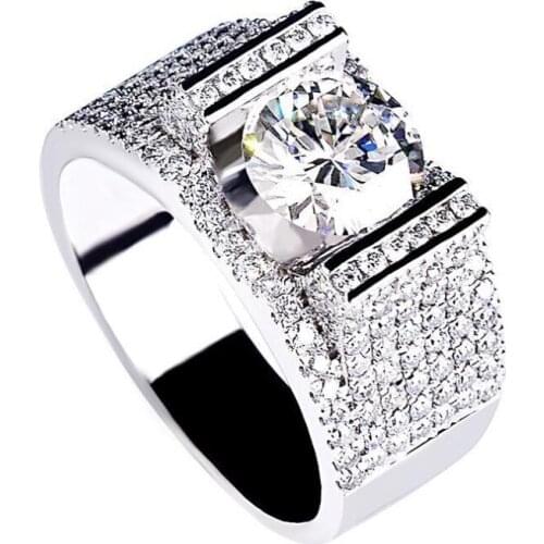 Real 18k Gold Rings for men Luxury Full Diamond Fine Jewelry Wedding Anniversary Party for Girlfriend&Wife Gift Bijoux Female