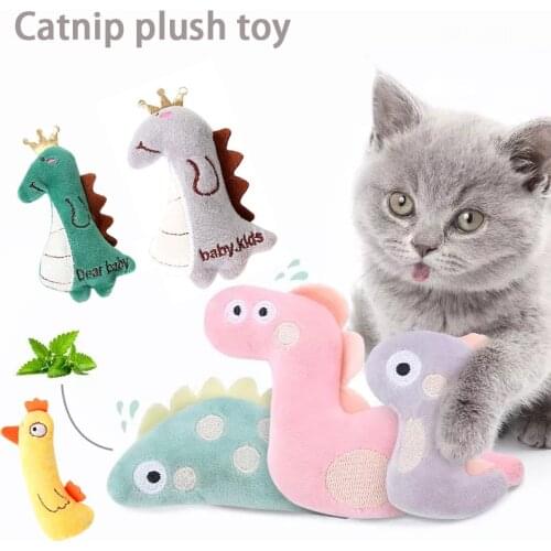 Catnip Toy for Cleaning TeethFun Dinosaur Plush Doll Toy Interactive Cat Toy Pet Kitten Chew Toy Catnip Pet Throwing Toy