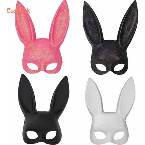Cosmask Halloween Rabbit Ears Mask Cute Bunny Long Ears Bondage Mask Halloween Masquerade Party Cosplay Costume Mask