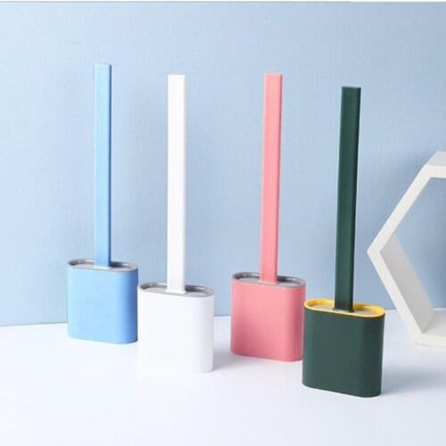Long Handle Toilet Brush with Drying Holder Soft Rubber Head Toilet Household Bathroom Cleaning Cleaning Brush