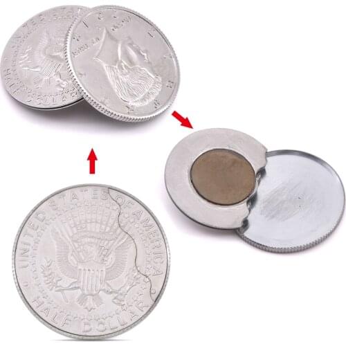 Magnetic Flipper Coin Butterfly Coin(USD half Dollar Copy) Magic Tricks Fun Close Up Gimmick Props Comedy Appear Magia Shows
