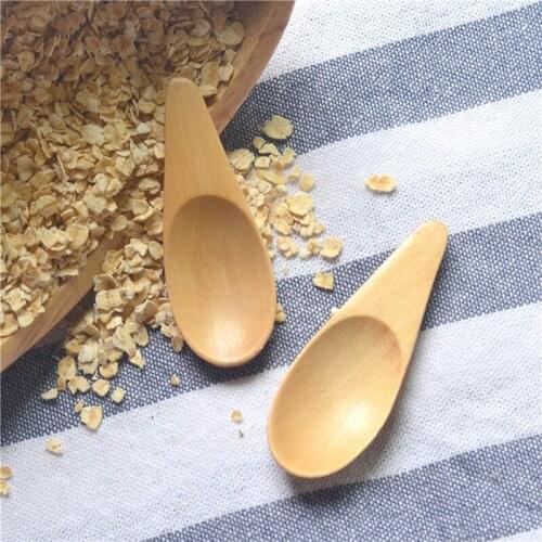 Mini Tea Spoons 1Pack 6.9*2.5cm Wood Condiment Scoop Flatware Coffee Tea Small Mini Sugar Spoon Practical Spoon Kitchen Gadgets
