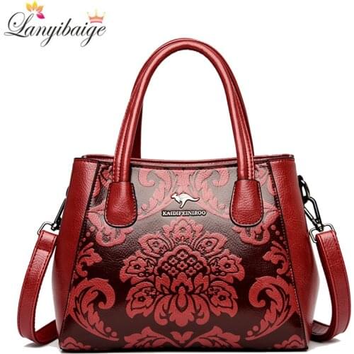 Fashion Printing Design Handbag High Quality PU Leather Women Handbags Fashion Flower Pattern Ladies Shoulder Messenger Bags