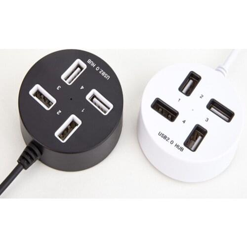 Multi Port Usb2.0 Hub Round Use Power Adapter Multiple Expander 4-Port Splitter For Pc Laptop Notebook Peripherals Accessories