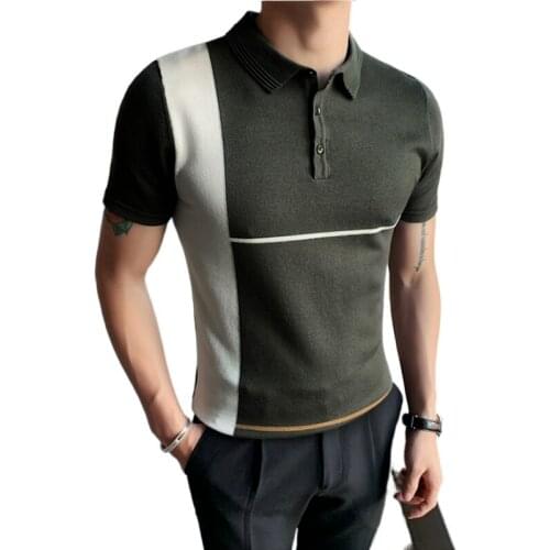 Mens Short Sleeve T-shirt 2021 Summer High Quality Stitching Design Polo Shirt Slim Casual Mens Clothing Knitted Polo Shirt