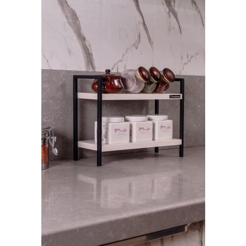 Tabletop Bathroom Kitchen Shelf Bookcase Decorative Design Organizer Kitchen Tool Spice Seasoning Storage Rack 35x27x10 Cm