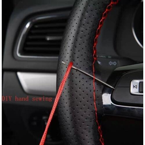 Genuine Leather Car Steering Wheel Cover Universal For Peugeot 206 207 208 307 308 406 407 408 508 2008 3008 4008 5008 RCZ