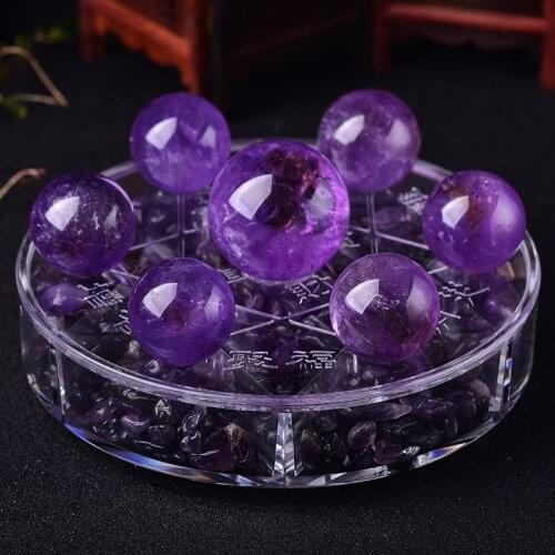 Natural Crystal Ball 7 Chakra Reiki Luky Yoga Healing Crystal Sphere Beads Seven Star Array Base Manual Sculpture Home Decor